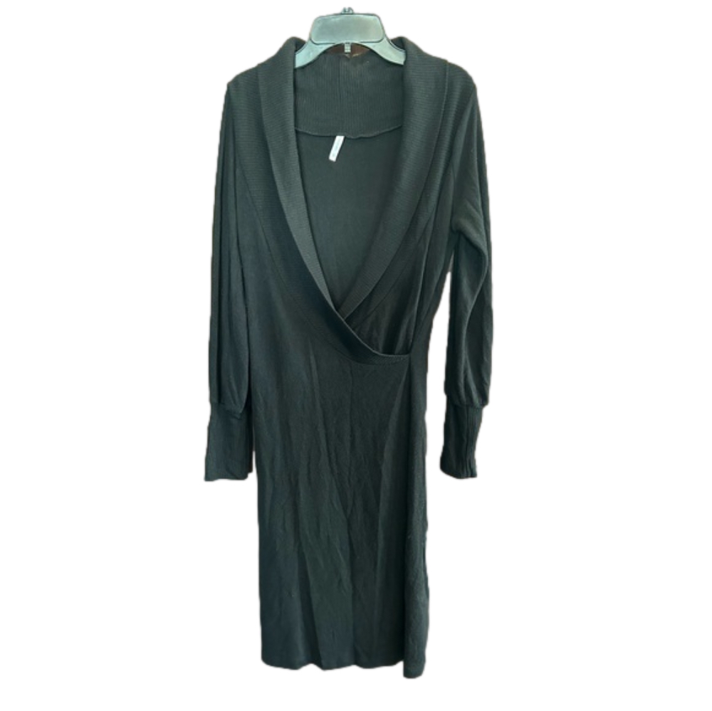 Women’s Blu Heaven Sweater Dress Shawl Collar Black Long Sleeve
